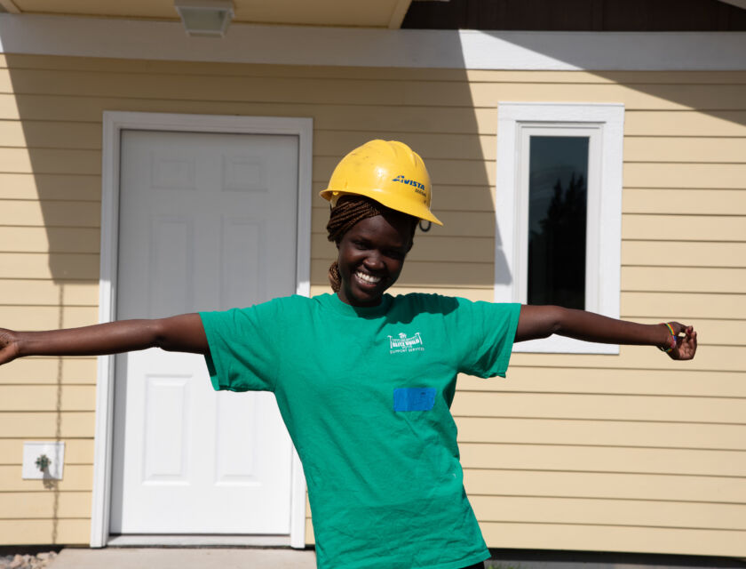 Meer in front of her home